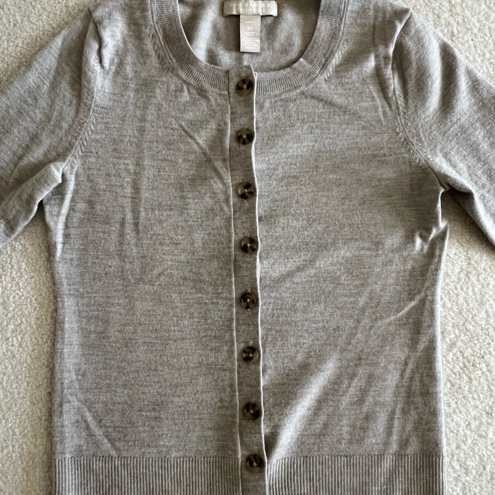 Banana Republic extra fine merino stretch cardigan, oatmeal / taupe XS